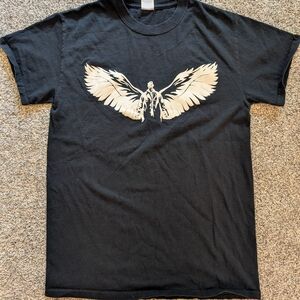 Vintage Y2K Skater Grunge Winged Angel Shirt Black Size Small